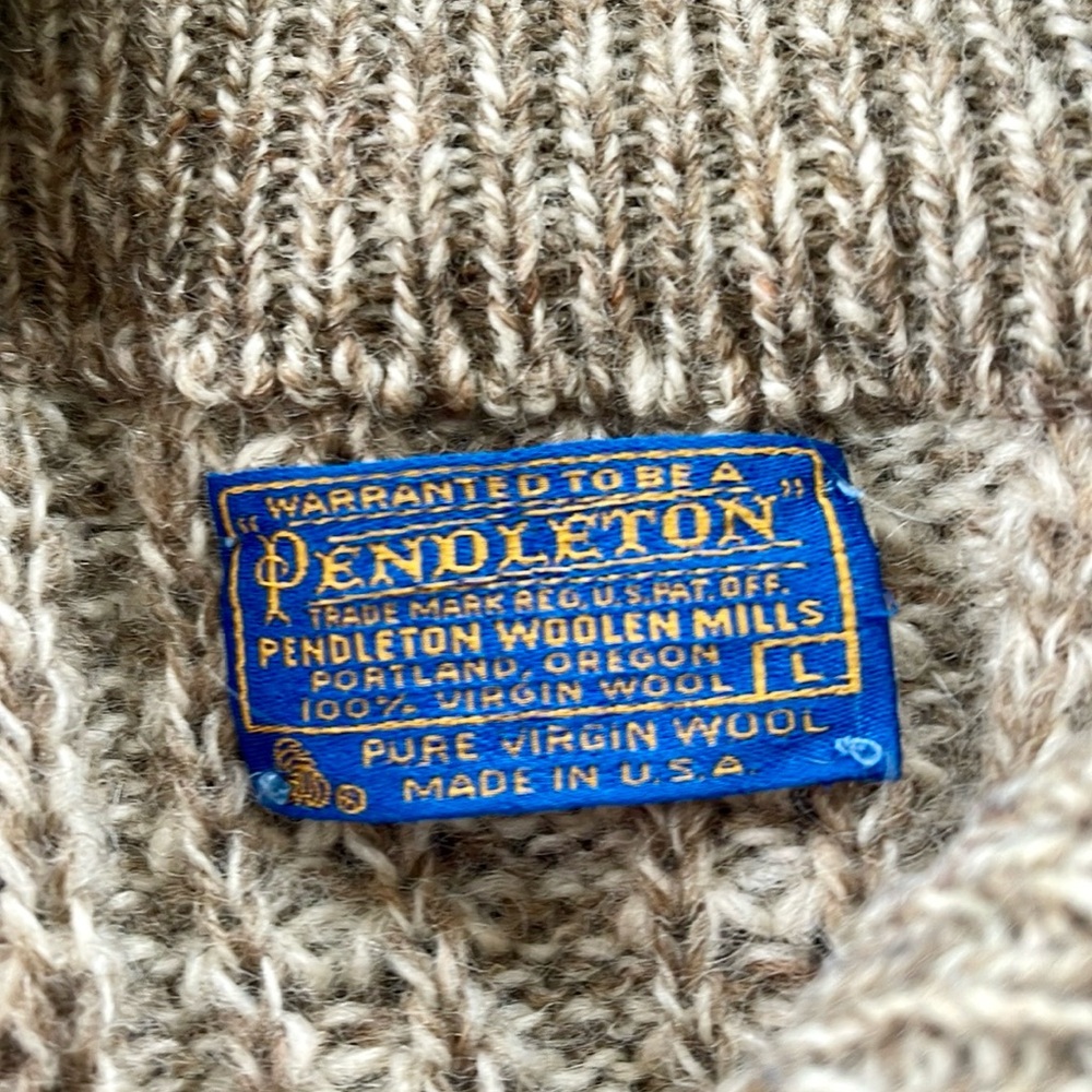 Vintage Pendleton Pure Virgin Wool Zip-Up Sweater – Size L – Made in USA - Picture 3 of 12